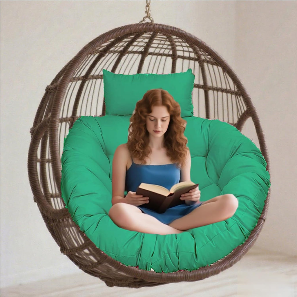 Wicker Egg Chair Cushion, Outdoor Hanging Hammock Cushion, Lounge Cushions for Patio Furniture, Round-Shaped Papasan Rocking Chair Cushion for Porch Swing