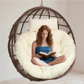 Wicker Egg Chair Cushion, Outdoor Hanging Hammock Cushion, Lounge Cushions for Patio Furniture, Round-Shaped Papasan Rocking Chair Cushion for Porch Swing
