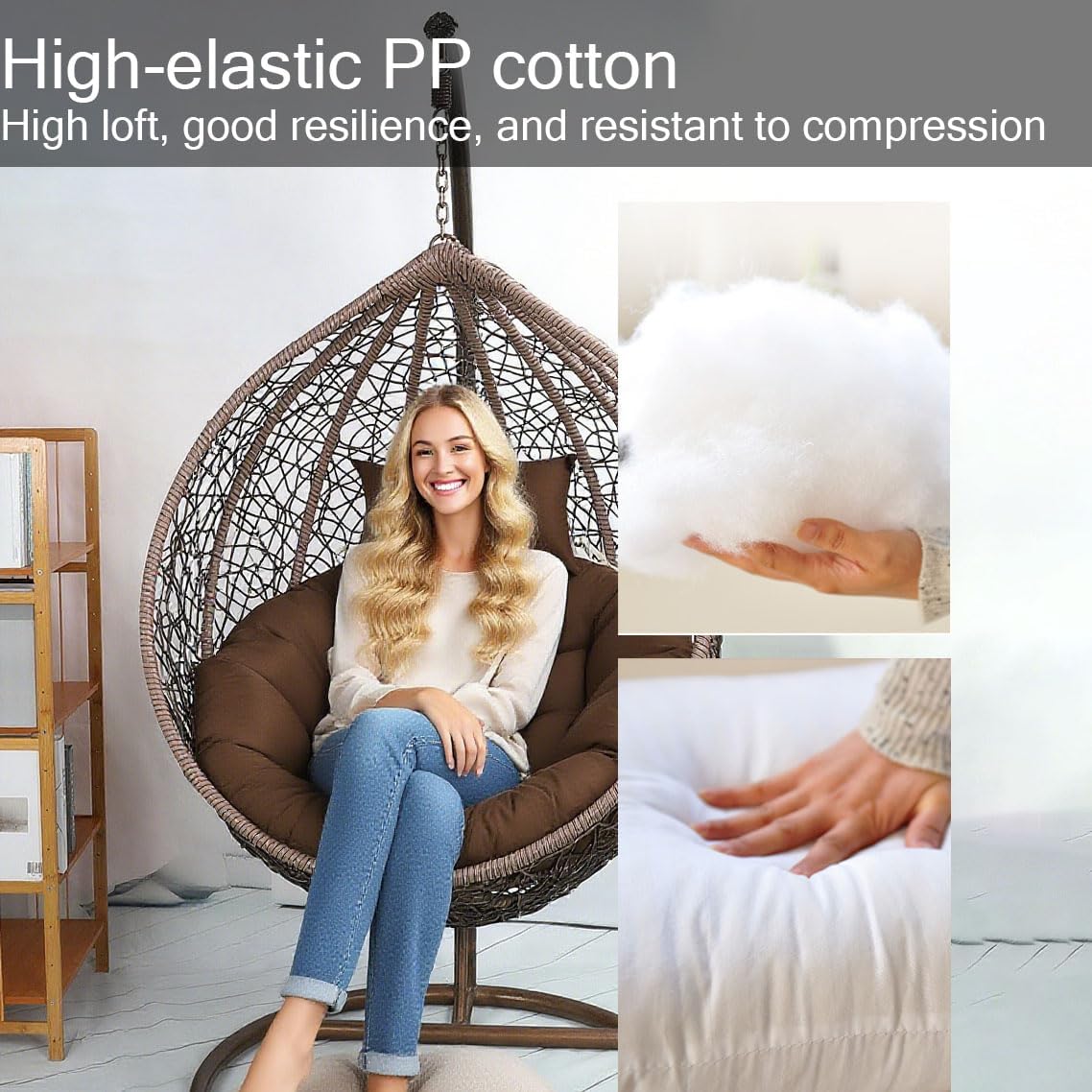 Waterproof Outdoor Hanging Chair Cushion, Washable Swing Seat Cushion for Patio & Garden, 120cm Rocking Chair Cushion, Perfect for Relaxing & Comfort,Pink-110cm