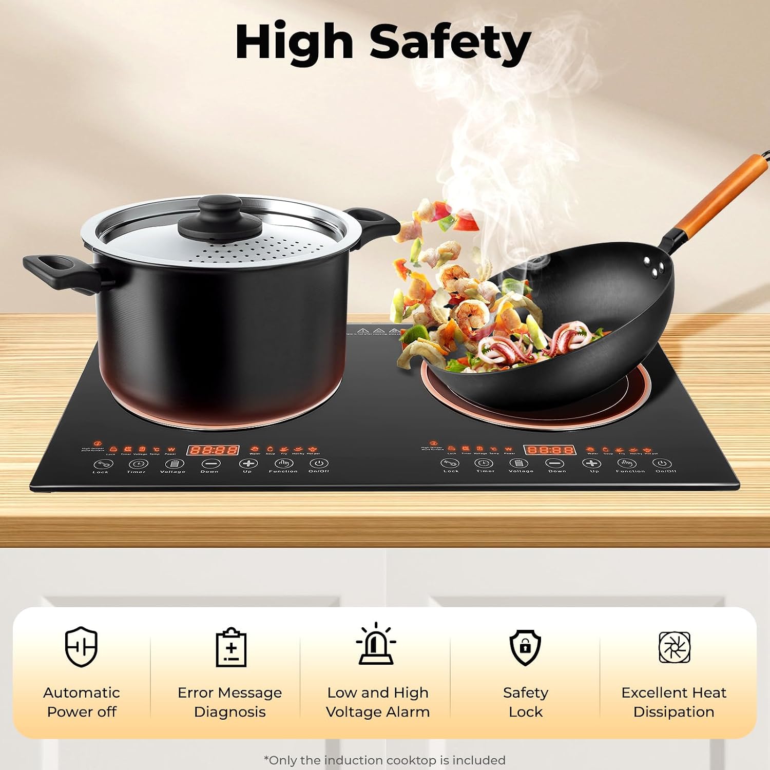 Empava Induction Cooktop 2 Burner, 110V Dual Induction Stove Top with Safety Lock 8 Gears Regulation Embedded/Countertop Inductions Cooker for Kitchen RV