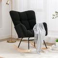 Setawix Teddy Fabric Rocking Accent Chair,Mid Century Modern Rocking Glider Armchair,Leisure Tufted Rocker Arm Chair for Nursery,Bedroom,Living Room (Teddy Black, 27.6')