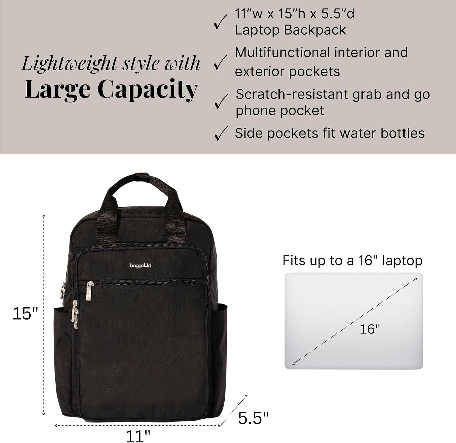 Baggallini Commuter Laptop Backpack