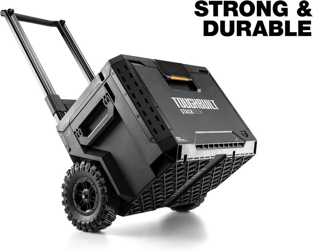 ToughBuilt StackTech Rolling Tool Box, Heavy-Duty Portable Tools Organizer, 250 lb Capacity - Stackable and Waterproof Toolbox Storage System with Lockable Lid and 9-Inch All-Terrain Wheels