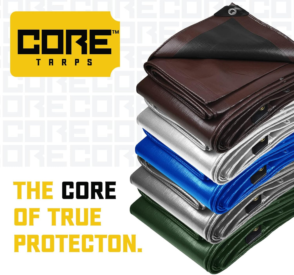 Core Tarps Extreme Heavy Duty 20 Mil Tarp Cover, Waterproof, UV Resistant, Rip and Tear Proof, Poly Tarpaulin with Reinforced Edges for Roof, Patio, Pool, Boat (White 30′ X 50′)