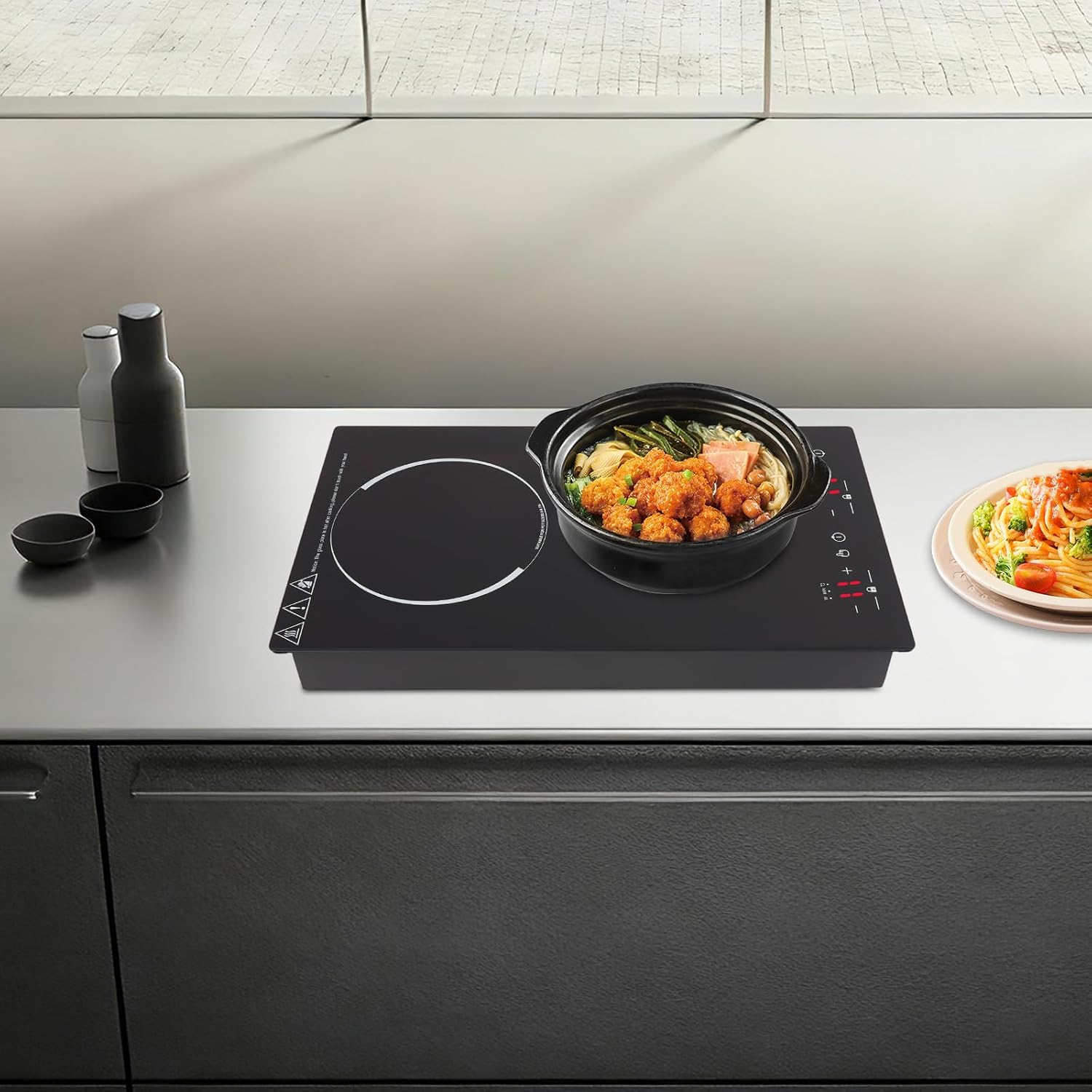 4000W Double Induction Cooktop, 2 Burner Electric Stove Top with 9 Power Levels & Timer, 20.08 Inch Portable Countertop Range with LED Digital Display for Home, Dorm, RV (110-120V)