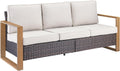 Rilyson Outdoor Couch Wicker Patio Sofa, Rattan Patio Furniture Sofa with Sturdy Frame,All-Weather PE Wicker,Wide Armrest,Deep Seating and Thick Cushions for Deck Porch Garden(Brown/Beige)