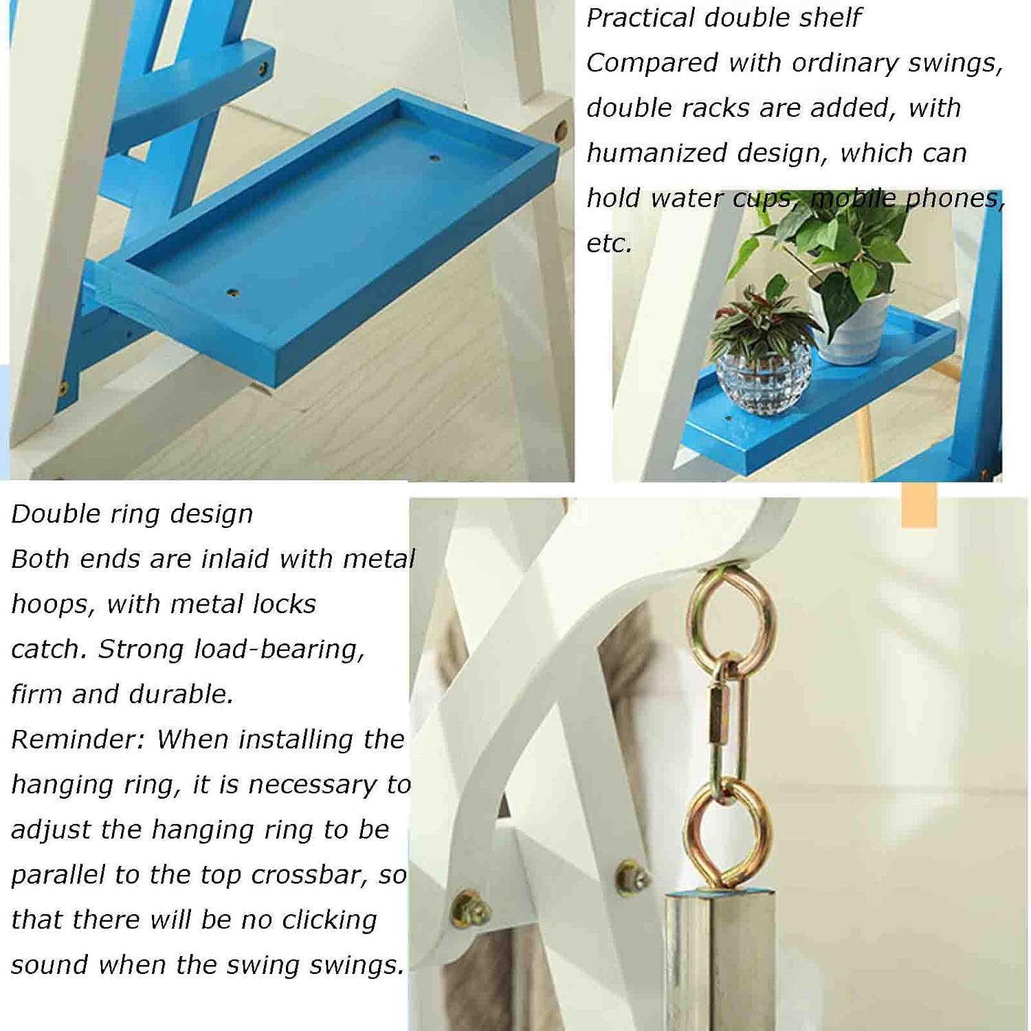 Outdoor Swing, Indoor Hanging Chair, Solid Wood Children's Rocking Chair, Adult Hanging Chair (A)