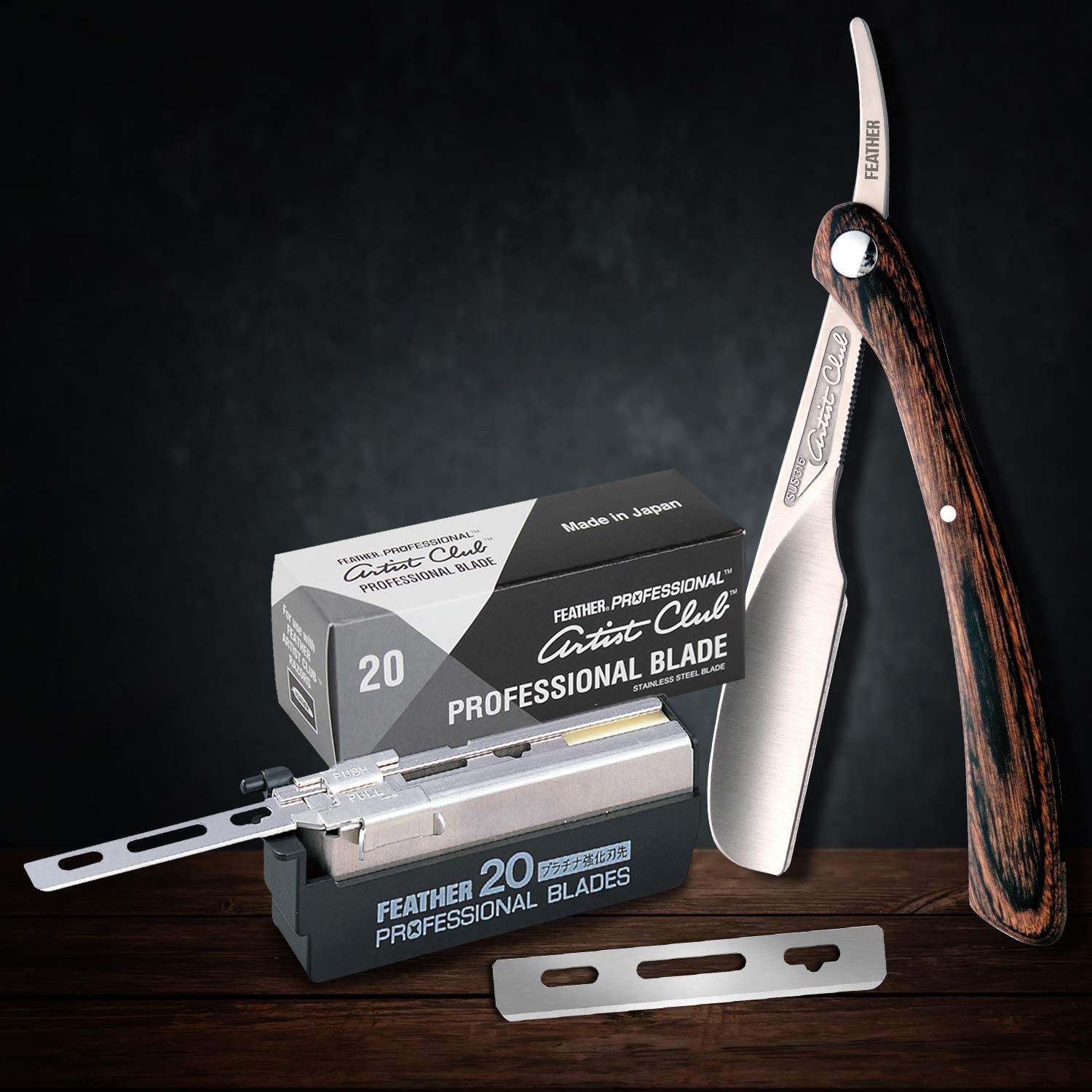 Feather Artist Club Professional Single Edge Razor Blades - Fits Any Artist Club Straight Razor - Platinum-Coated for Sharpness & Precision - Barber Supplies for Shaving & Outlining (200 Count)
