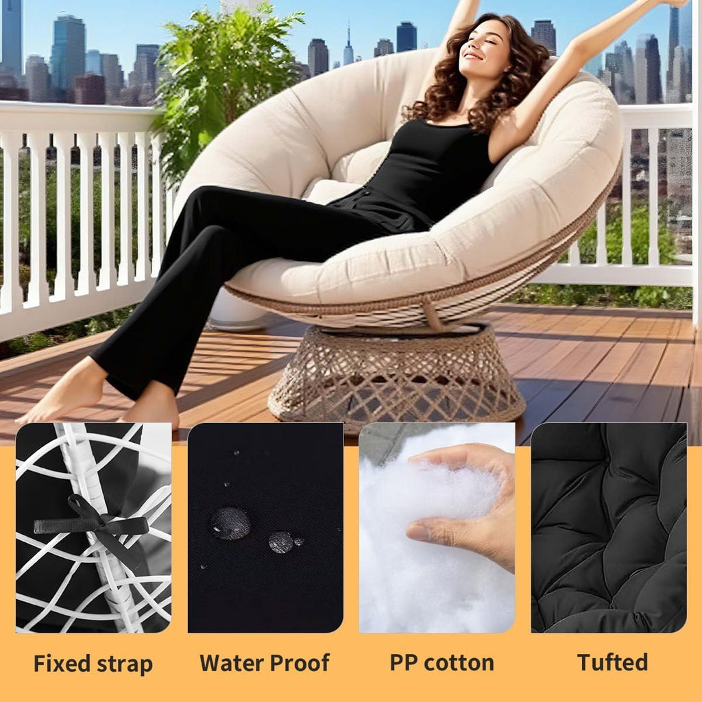 Large Round Chair Cushion, Thick Outdoor Rocking Chair Cushion, Rattan Hanging Basket Cushion, for Indoor Outdoor Chair Garden Egg Nest Replacement Pad Grey 150cm