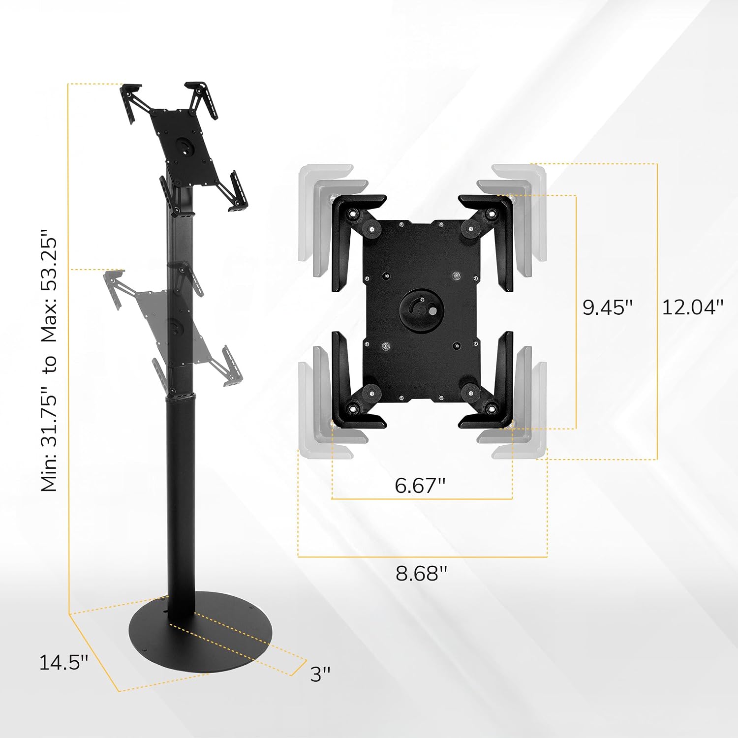 Mount-It! Anti-Theft Universal Tablet Floor Stand Kiosk, Locking Enclosure for iPad, Galaxy Tab & Surface Pro 9.7'–13.1', Height Adjustable 27.5'–47', Commercial Kiosk Stand, Black