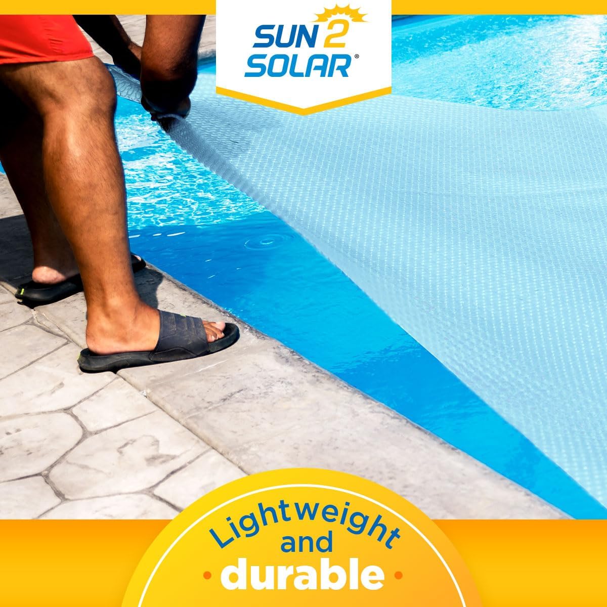 Sun2Solar Clear 12 ft x 24 ft Rectangle Solar Cover | 16 Mil | Heat Retaining Blanket for Rectangular Inground & Above Ground Swimming Pools | Sun Heats Pool | Bubble Heating Blankets | 1600 Series