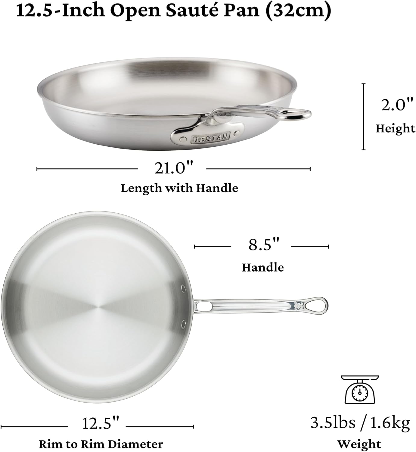 Thomas Keller Insignia by Hestan - 12.5' Stainless Steel Frying Pan, Induction Cooktop Compatible