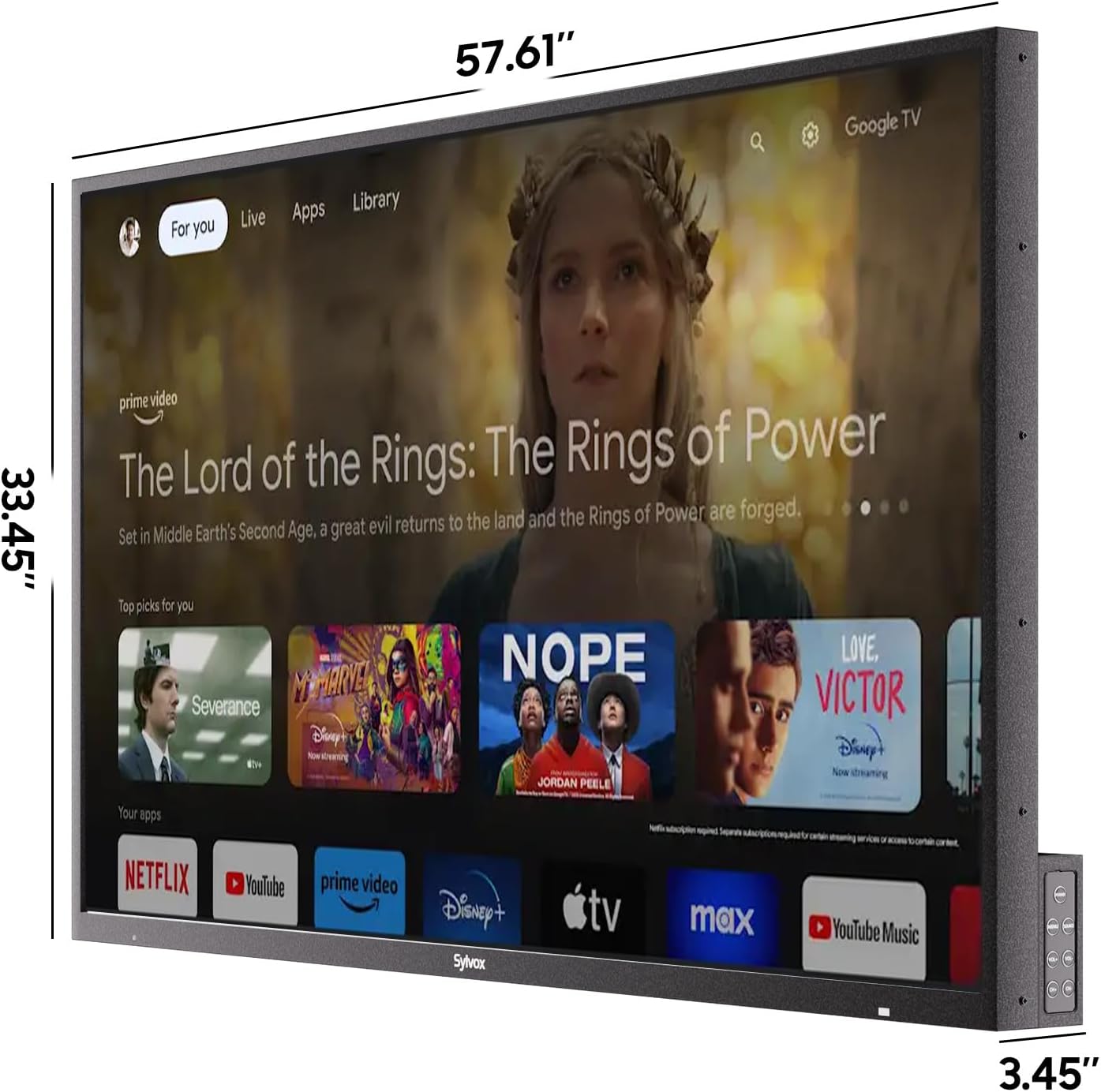 SYLVOX Outdoor TV with Soundbar & Cover, 65 inch Smart QLED TV, 2000 Nit Full Sun, Weatherproof, 4K UHD, IP56 Waterproof, Commercial Grade (2026 Model)