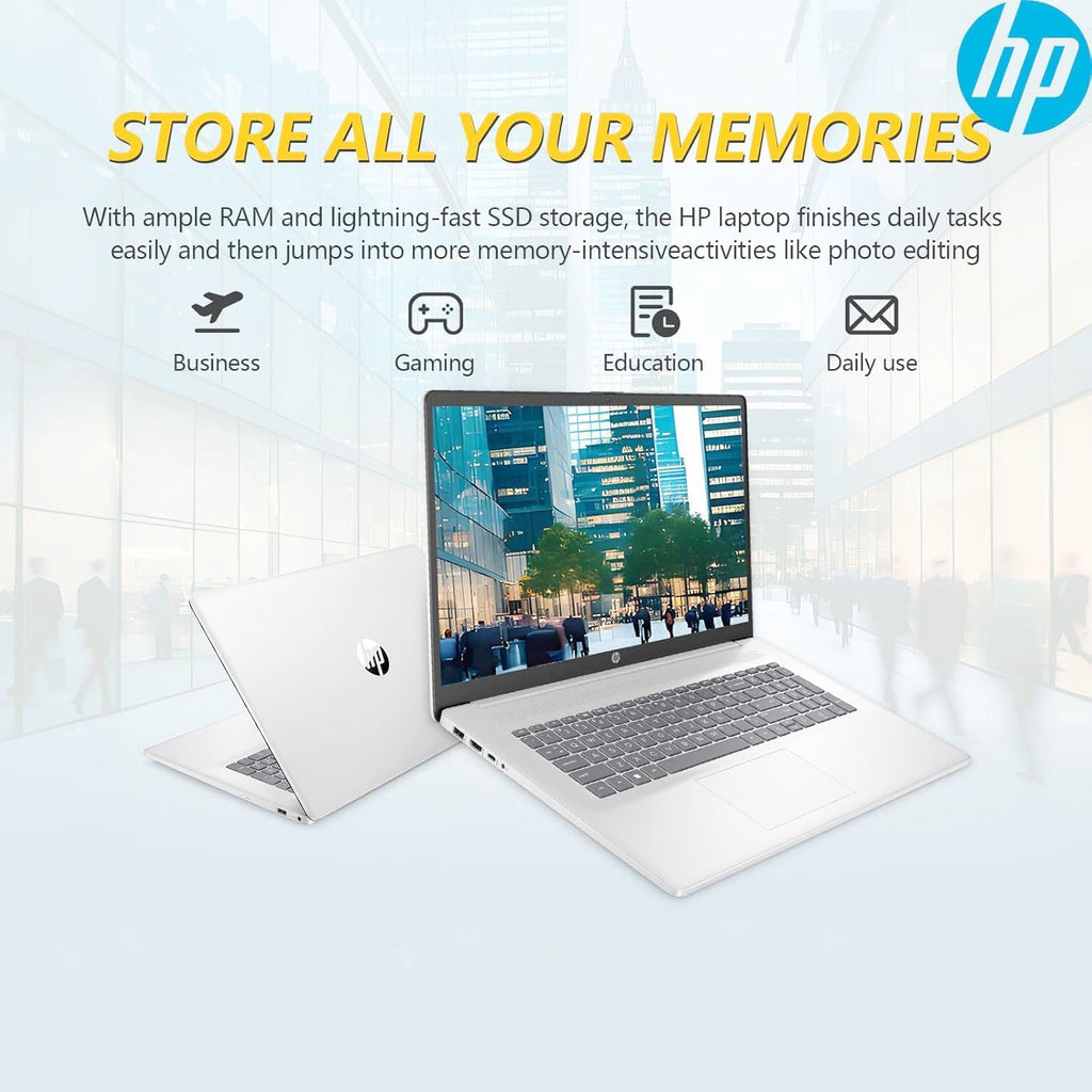 HP 17.3 inch Laptop with Lifetime Office 365 for The Web, Intel 13th 8 Cores i3 CPU (Beat 11th i5), 16GB RAM, 1TB PCIe SSD Storage, 10 Key Number Pad, Windows 11, No Mouse