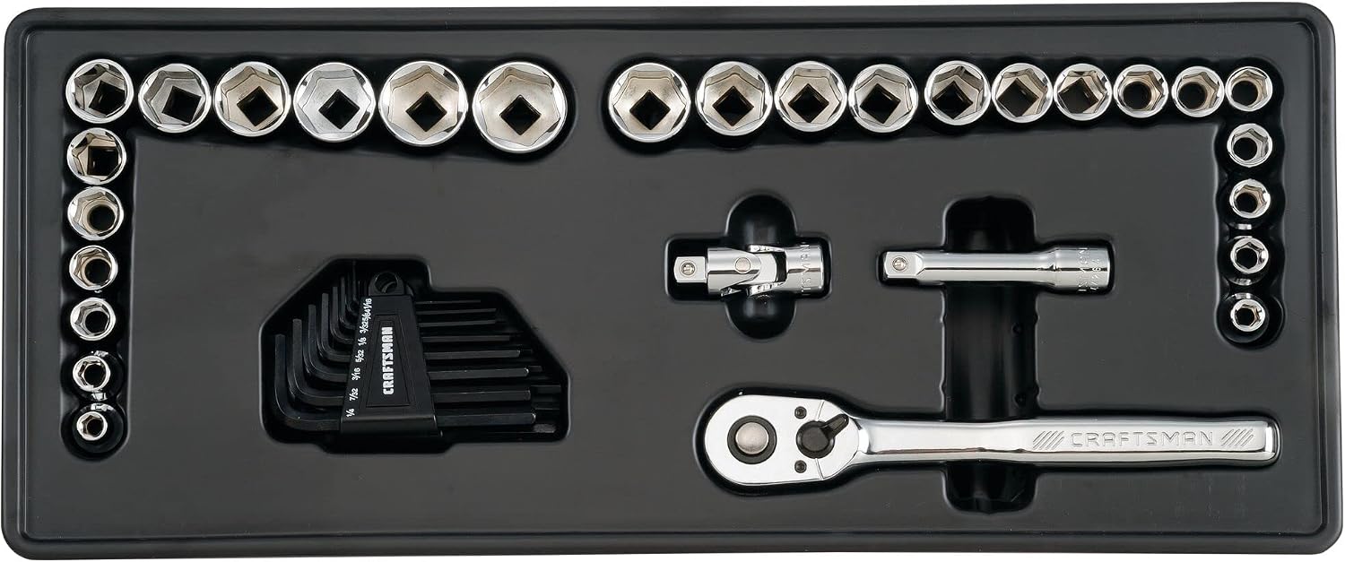 CRAFTSMAN Mechanic Tool Set, 104 Pieces, Includes 20.5' Drawers, 3-Compartments (CMMT45068)