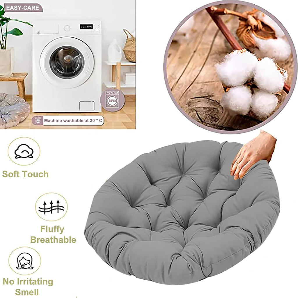 SRHWBF Papasan Cushion Only, Rounded Oversized Chair Pad Indoor Thick Comfy Solid Color Polyester Thick Indoor Balcony Outdoor Patio Yard Garden (Gray Ø100cm/39.3 in)
