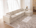 Large Modular Sectional Sofa, Modern Cloud Sectional Couch with Deep Seat, L-Shape Boneless Couch for Living Room, No Assembly Required, Warm White(4 Seater + 1 Ottoman)