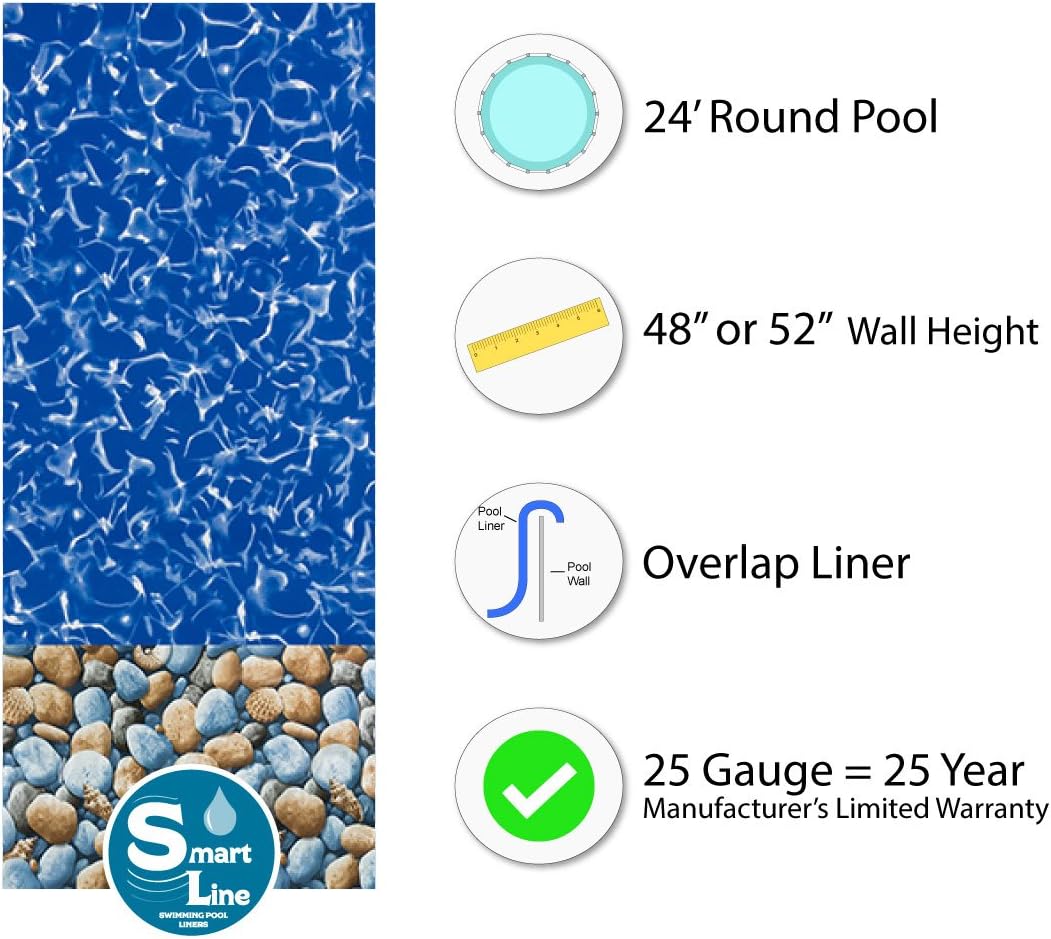 Lake Effect Pools 'Meadows Reprieve' 24' Round Above Ground Swimming Pool | 52' Inch Height | Resin Protected Steel Sided Walls | Includes a Bedrock Overlap Pool Liner and Widemouth Skimmer