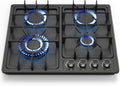 FVBADE 24inch 4 Burners Gas Cooktop Stainless Steel Built-in Gas Stove with NG/LPG Convertible Dual Fuel with Thermocouple Protection for Kitchen，Outdoor, Camping, RV