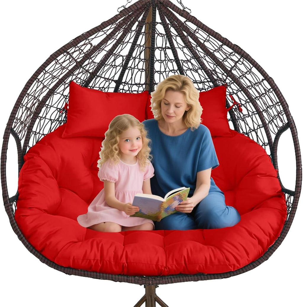 Double Egg Chair Cushion, 59x43In/67x47In 2-3 Seater Waterproof Removable Swing Cushion Replacement for Outdoor Egg Chair, Patio Swing and Rocking Chair, Indoor/Outdoor Use