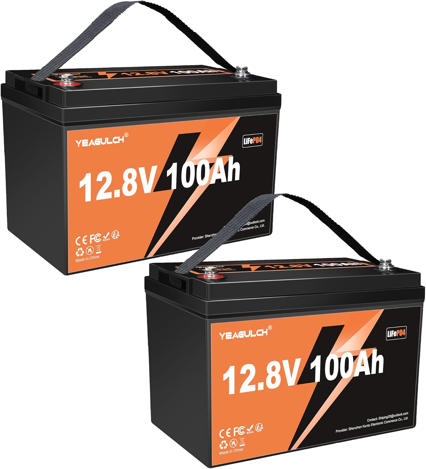 2 Packs 12V 100Ah LiFePO4 Battery with 100A BMS 1.28kWh Rechargeable Low-Temp Protection Lithium Battery Up to 6000 Cycles Perfect for RV, Solar System, Off-Grid