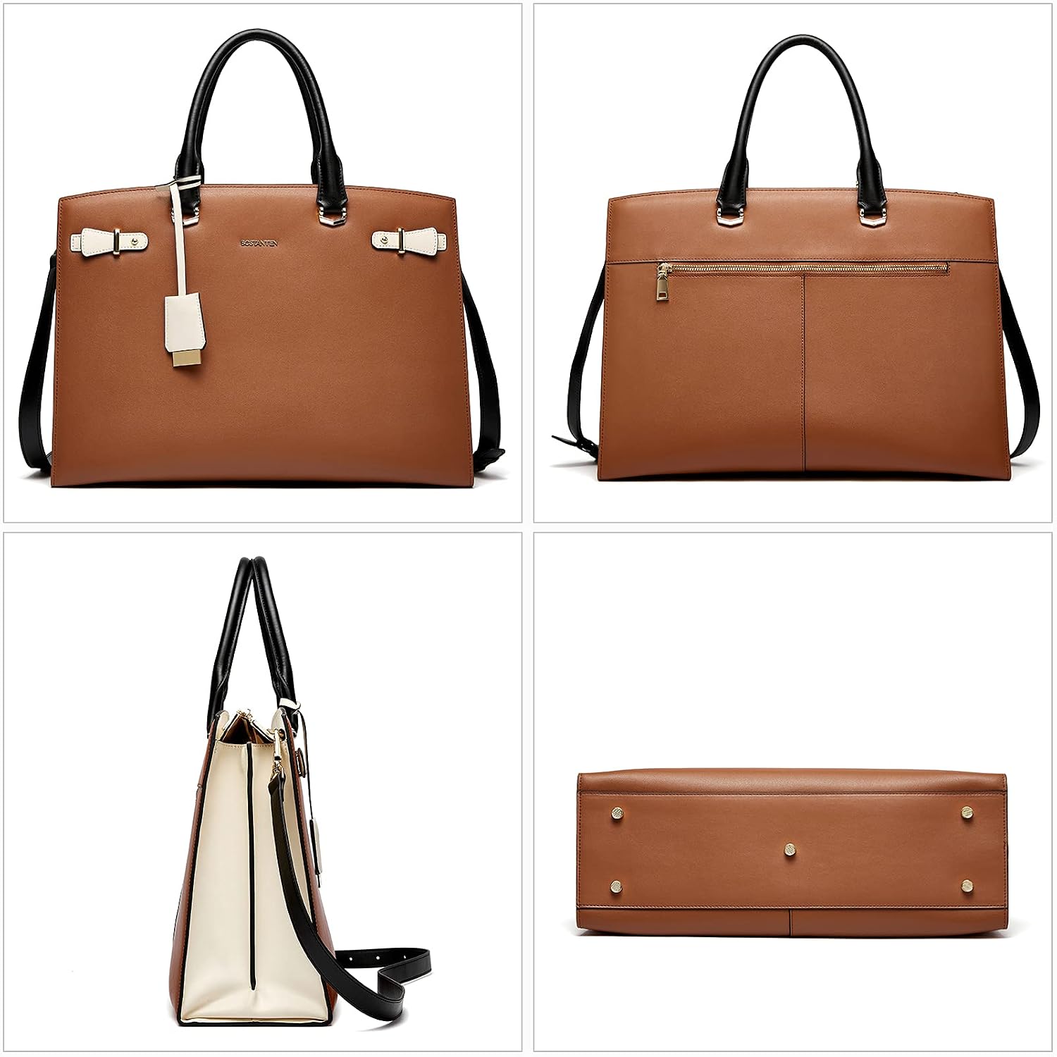 BOSTANTEN Briefcase for Women 15.6 Inch Genuine Leather Laptop Briefcase Shoulder Work Tote Bag Purse