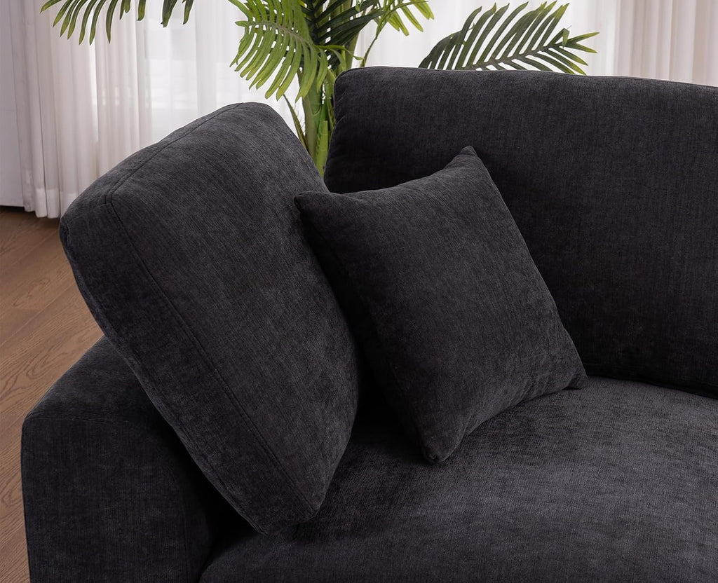 Oversized Modular Sectional Sofa Couch, Large 7 Seater Corner Sofa Modern U Shaped Sectional Couch with Ottoman Cloud Couches for Living Room, Office, Spacious Space, Black