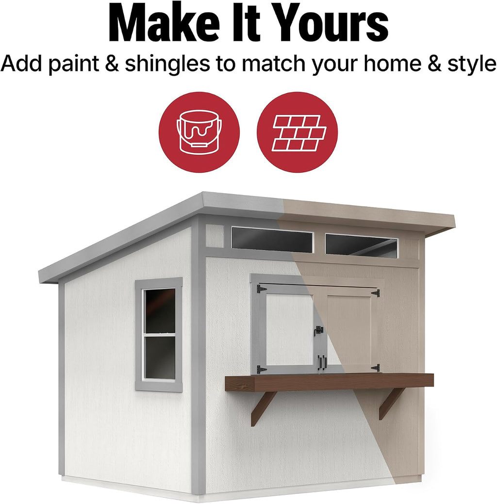 Handy Home Products Key West 10x8 Wooden Bar Shed with Complete Floor kit, 2x4 framing, Does not Include Paint and Roofing Shingles