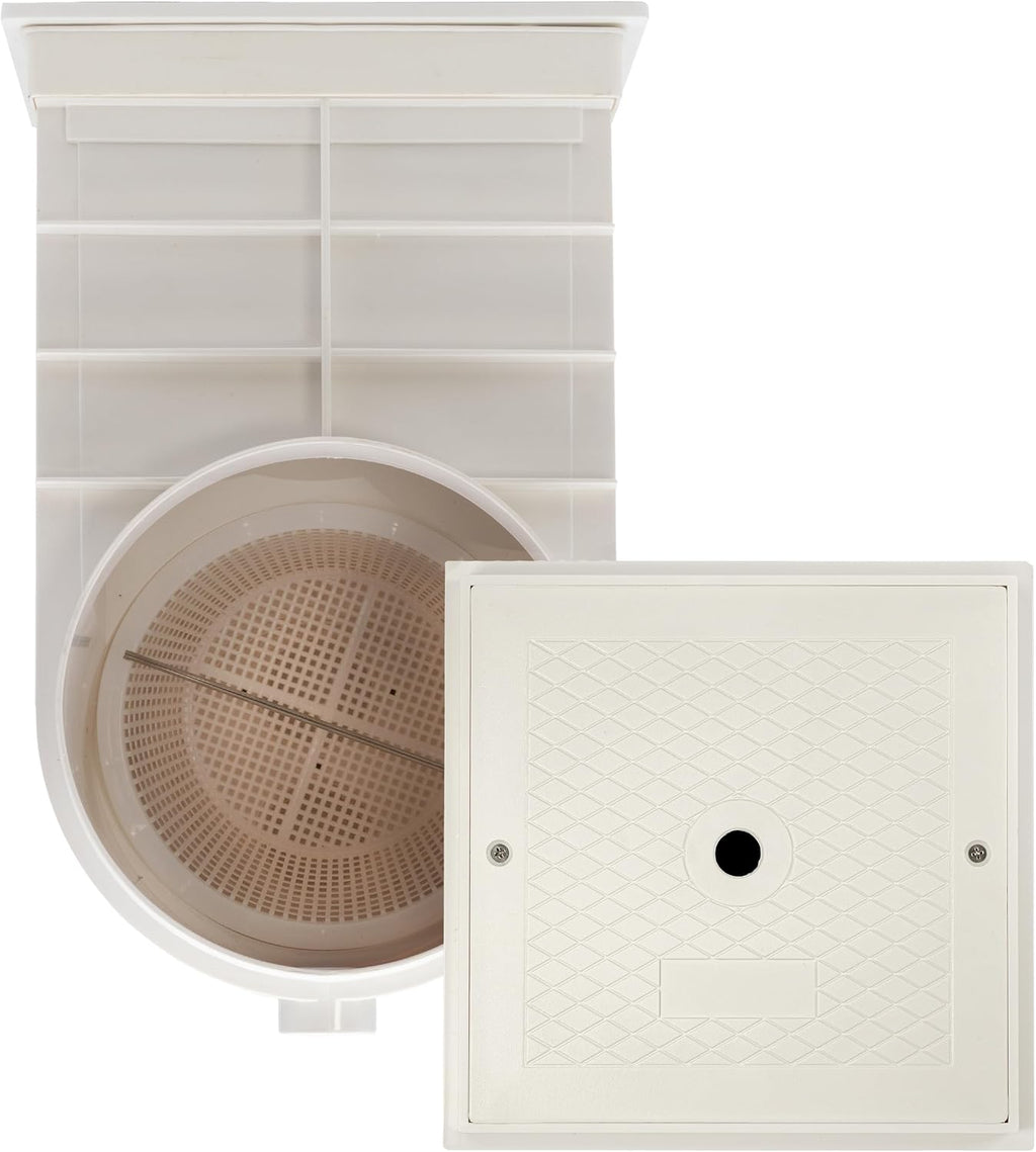 Rx Clear Standard Thru-Wall Skimmer for Vinyl Liner Inground Pool | Made of Non-Corrosive Abs Plastic | Large Debris Basket & Multiple Plumbing Connections for Easier Access