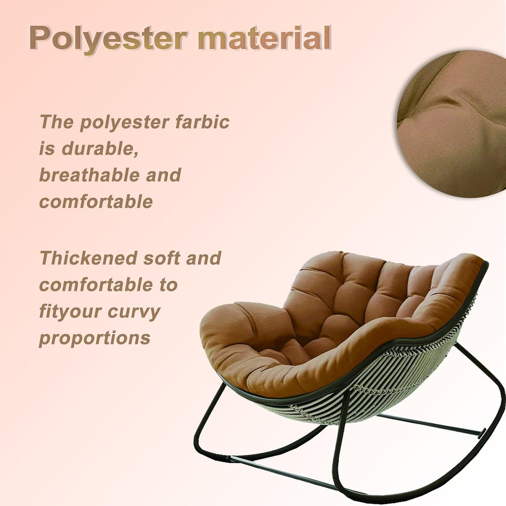 Outdoor Papasan Rocking Chair Cushion Replacement, Thicken Patio Wicker Egg Chair Cushion, Modern Royal Chair Cushion for Bedroom Living Room Porch Garden Lawn(Only Cushion)