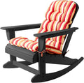 Sundale Outdoor Adirondack Rocking Chair with Cushion, HDPE Patio Plastic All Weather Adirondack Rocker, Water Resistant for Outside, Garden, Pool, Yard, Black