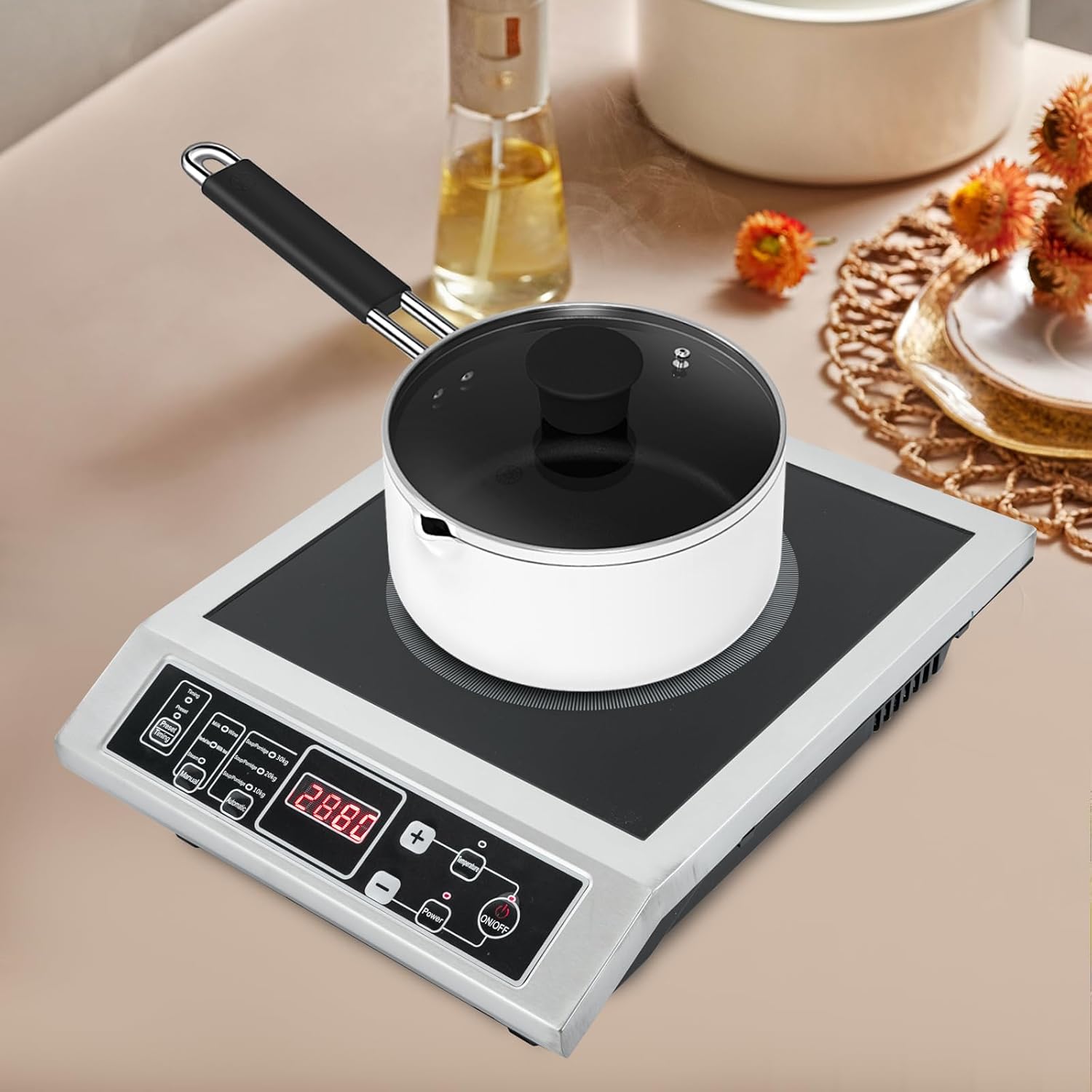 Induction Cooktop,Portable Induction Cooktop Countertop Burner,Professional Countertop Induction Cooktop with Timer, 0-3H,Overheating Protection (3500W)