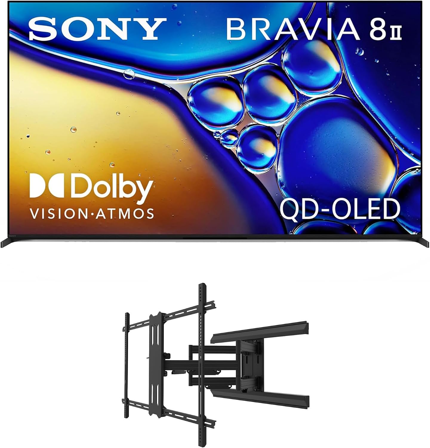 SONY K65XR80M2 65 Inch Bravia 8 QD-OLED 4K HDR Google TV with a Kanto PMX800 Full Motion Dual Stud Mount (2025)