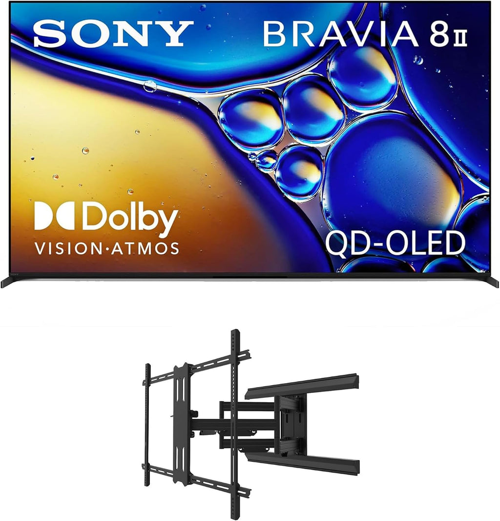 SONY K55XR80M2 55 Inch Bravia 8 QD-OLED 4K HDR Google TV with a Kanto PMX800 Full Motion Dual Stud Mount (2025)