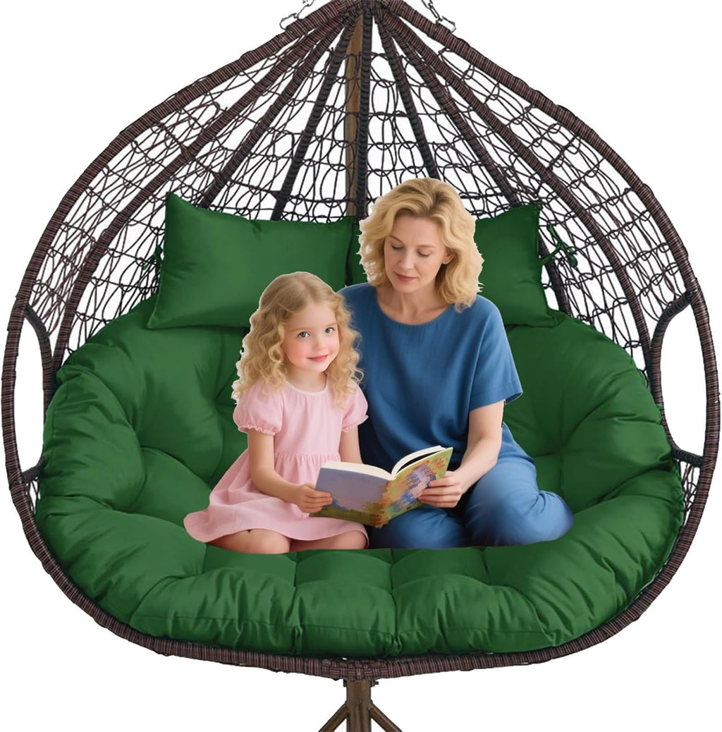 Double Egg Chair Cushion, 59x43In/67x47In 2-3 Seater Waterproof Removable Swing Cushion Replacement for Outdoor Egg Chair, Patio Swing and Rocking Chair, Indoor/Outdoor Use