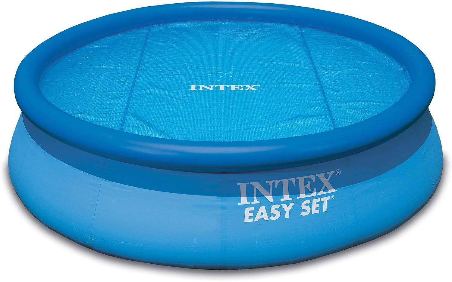 Intex 18' Round Easy Set Vinyl Solar Cover Bundled with 18' Deluxe Debris Pool Cover Above Ground Swimming Pools, Pool Cover Accessory Only
