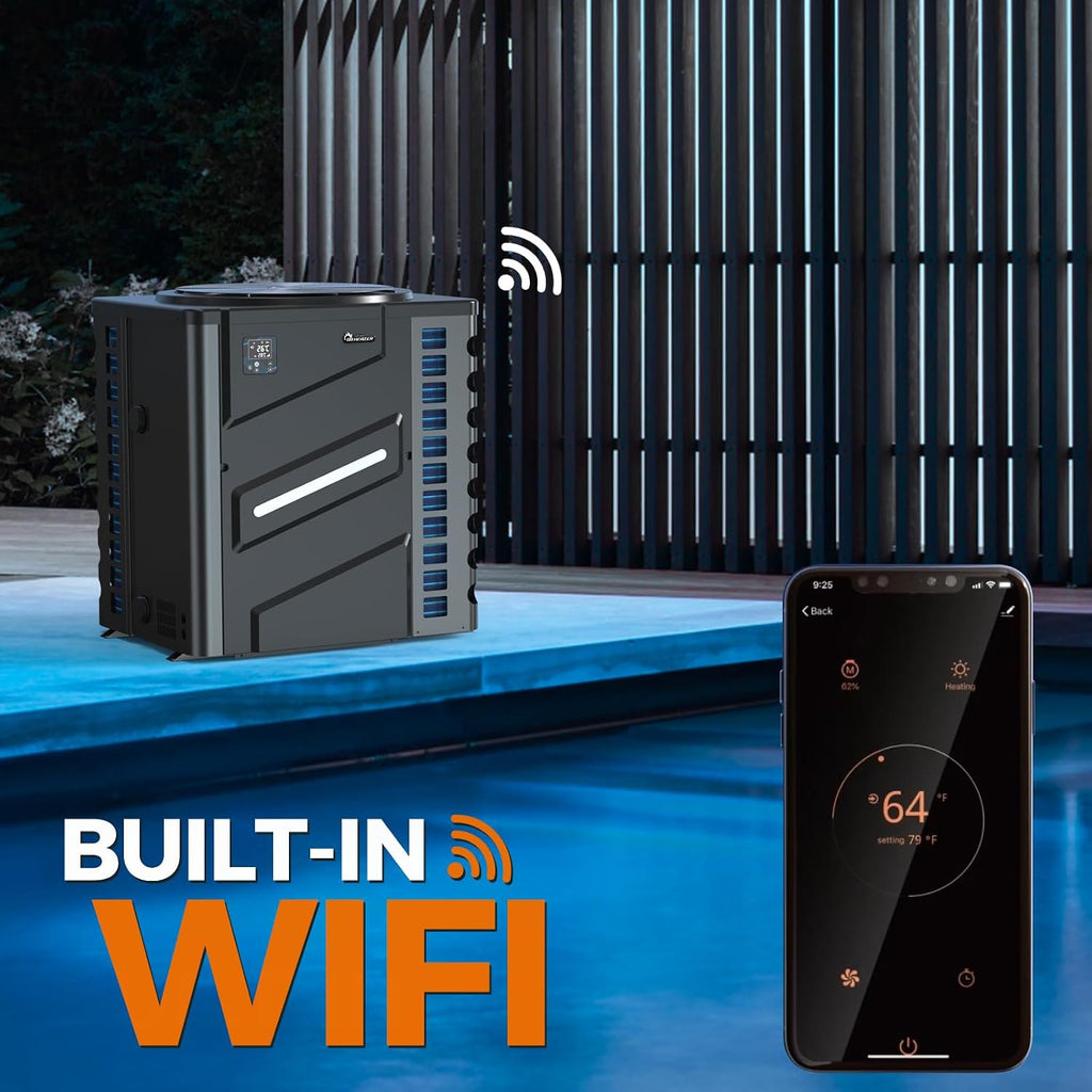 DR. Infrared Heater DR-1100HP Full DC Inverter 110,000 BTU Heat Pump In-Ground and Above-Ground Swimming Pools, WiFi Smart Control via APP, Black