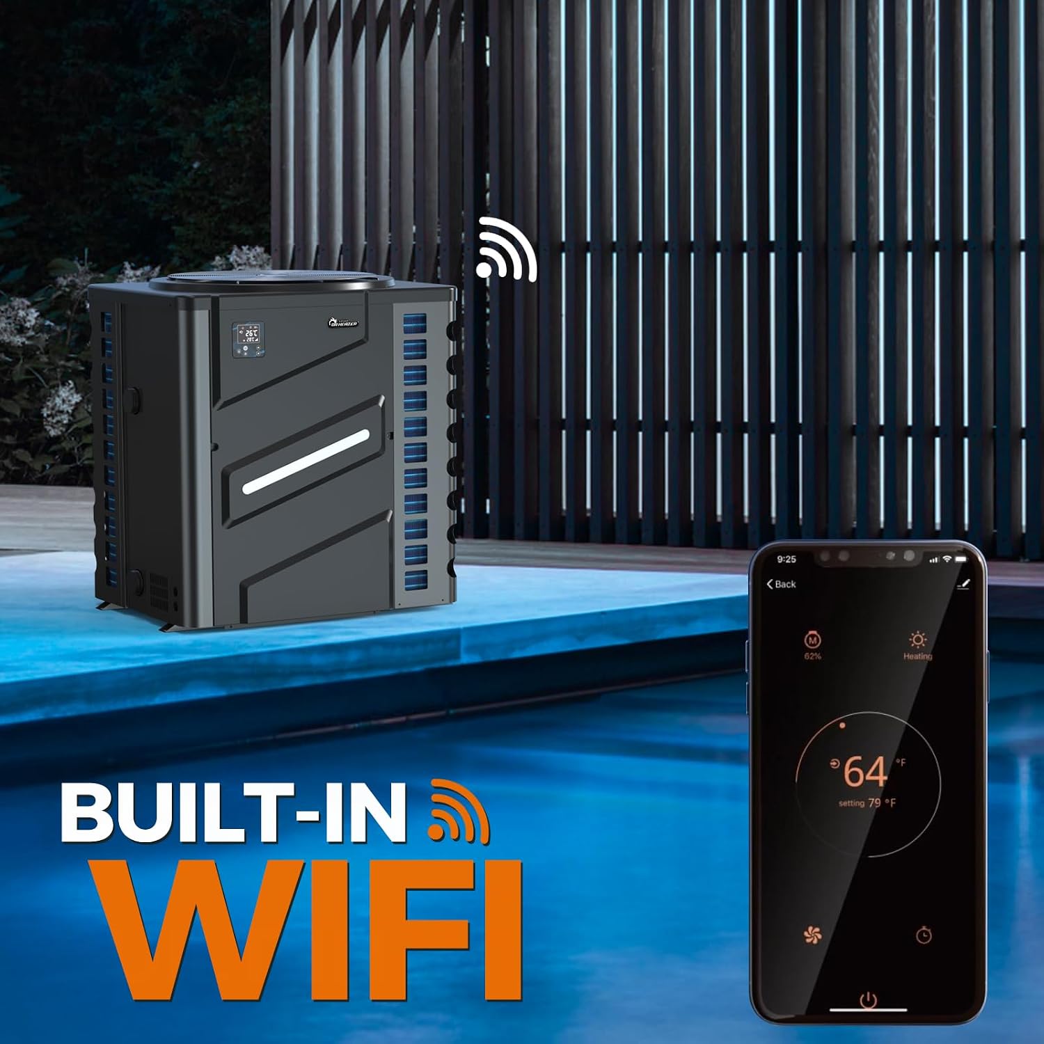 DR. Infrared Heater DR-1100HP Full DC Inverter 110,000 BTU Heat Pump In-Ground and Above-Ground Swimming Pools, WiFi Smart Control via APP, Black