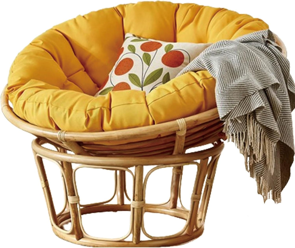 Indoor Outdoor Waterproof Papasan Chair Cushion Egg Chair Cushion Hanging Chair Cushion Patio Chair Mat for Rocking Chair Seats(Yellow,140 * 140cm)