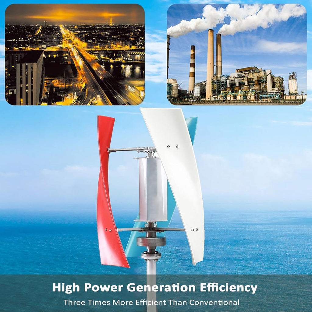 12V/24V/48V Magnetic Levitation Wind Turbine - 2KW/3KW/5KW Inverter with MPPT Controller for Efficient Hybrid Wind Solar Systems, 3-Colors Vertical Axis Wind Turbine Generator for Home(3000W,24V)