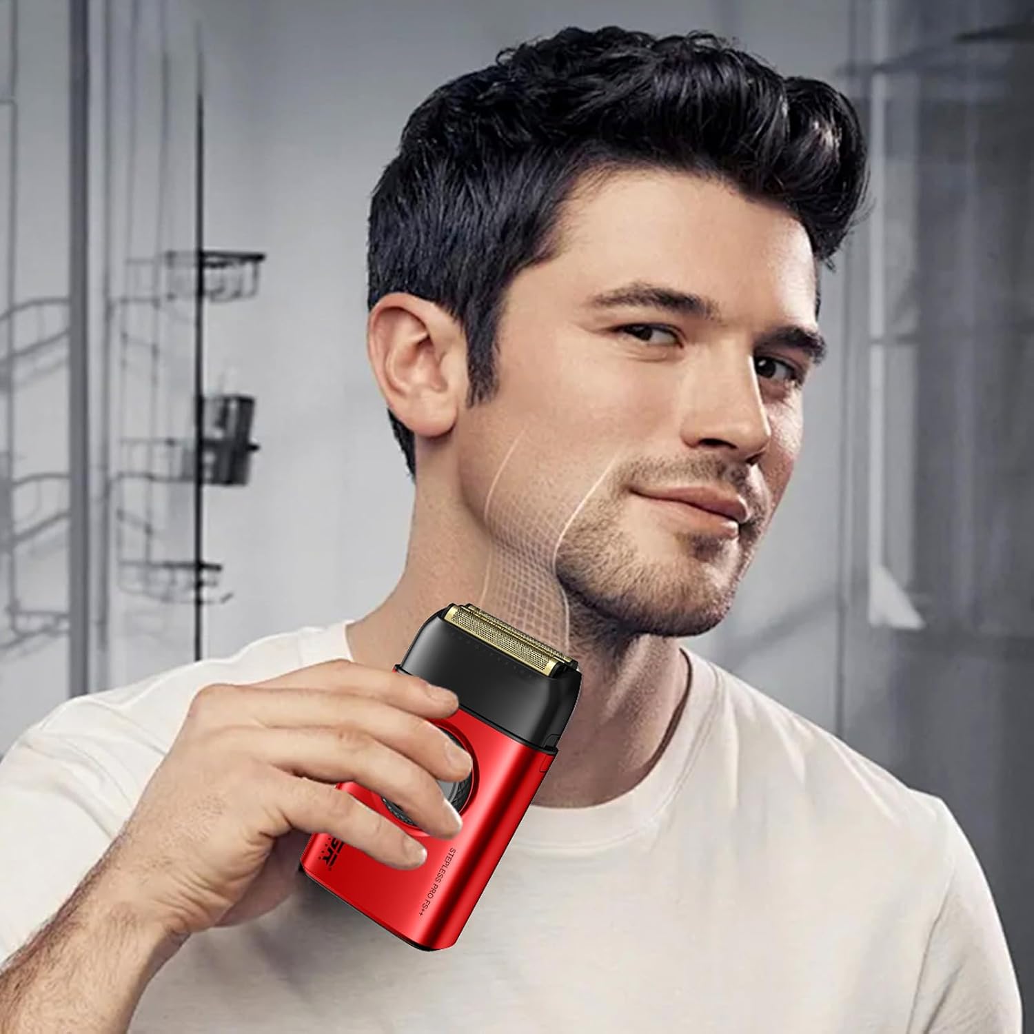 VGR Hair Clippers for Men Professional Barber Clippers and Trimmers Set, Triple Floating Blade Foil Shaver, Cordless 9000 RPM Motor Hair Cutting Kit with LED Display, V-640 & V-378 (Red)
