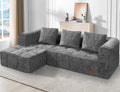 HABUTWAY 103' L-Shaped Modular Sectional Sofa, No Assembly Required Deep Seat Couch with 3 Pillows, Soft Fabric Upholstered, Modern Chaise Lounge for Living Room, Bedroom, Grey