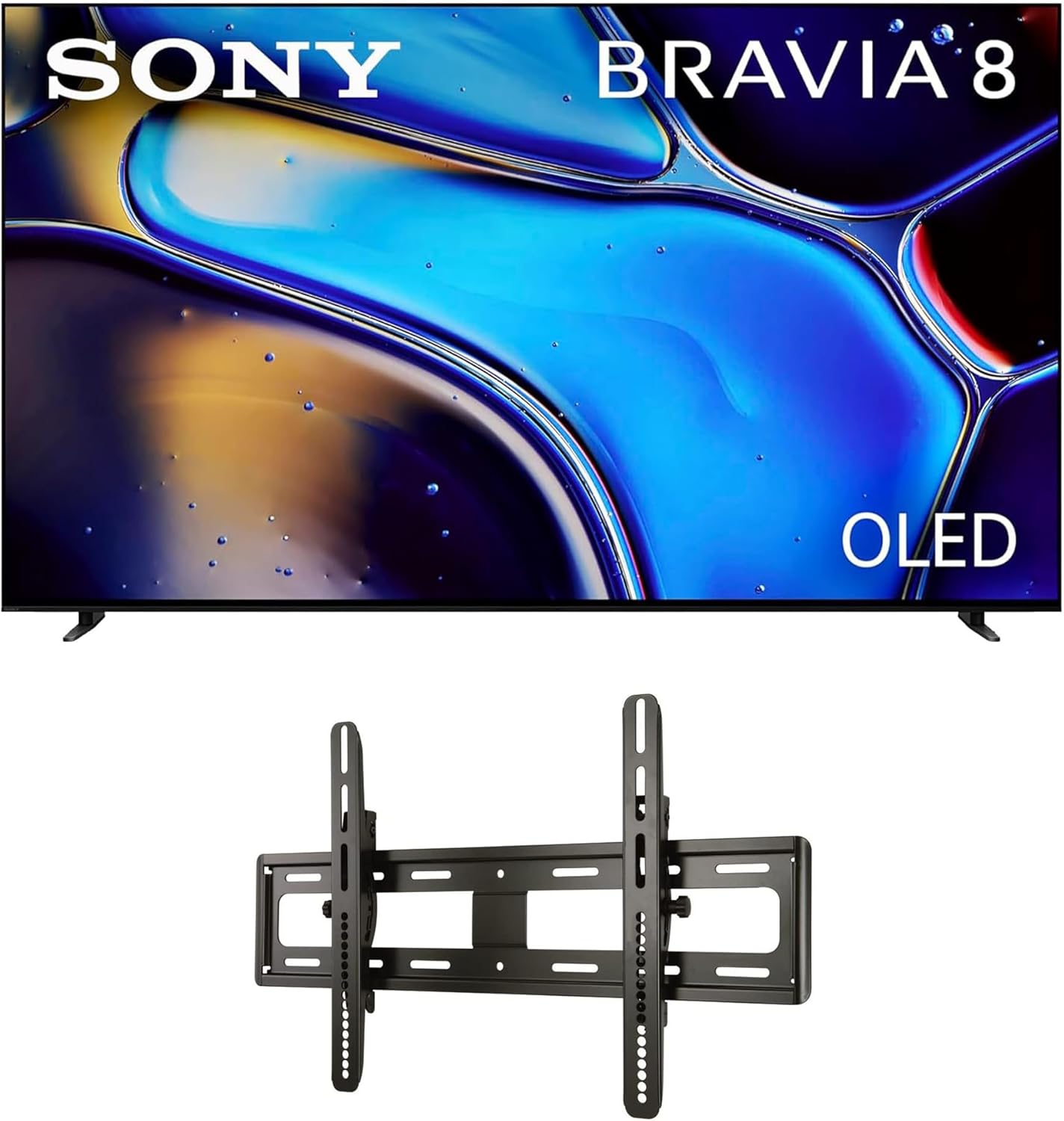 Sony K77XR80 77 Inch IMAX Enhanced Bravia OLED 4K HDR Google TV with a Sanus VMPL50A-B1 Tilting Wall Mount for 32-85 Inch Flat Screen TVs (2024)