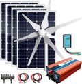 880W Solar & Wind Power Kits Home Off-Grid System for Charging 12V Battery：400W Wind Turbine Generator + 480W Rigid Mono Solar Panel + Hybrid Charge Controller+ 3000W 12V Inverter+Accessory