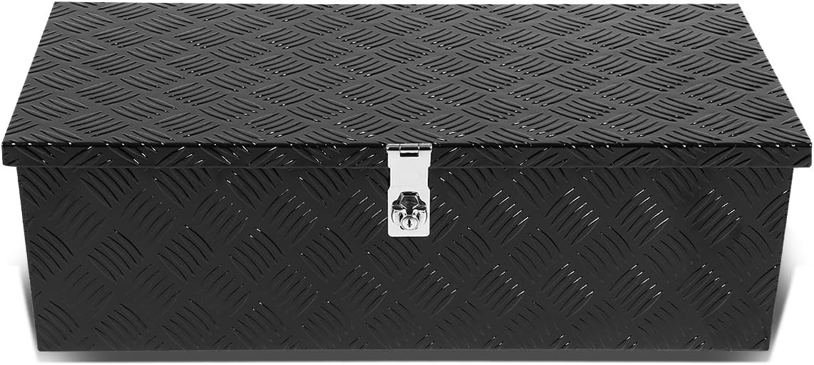 DNA MOTORING Lockable Storage Box, Truck Tool Organizer - Aluminum, 30'x13'x10', Black, Comes With Lock & Keys
