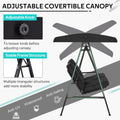 AECOJOY 2-Seat Outdoor Patio Swing Chair with Adjustable Canopy, Porch Swings Chairs for Adult, Outside Swing Bench with Removable Cushion, Suitable for Backyard, Garden, Yard, Poolside, Balcon, Black
