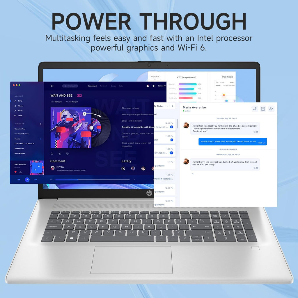 HP 2025 Laptop, 17.3' FHD, CORE 7 (Exceeds i7 1355), 64GB RAM, 2TB SSD, FP Reader, Backlit Keyboard, Webcam, Wi-Fi 6, Windows 11 Pro, Silver, Bundle with PCO Laptop Cooler