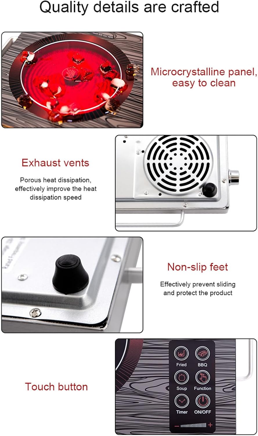 3500W Portable Induction Cooktop Timer Temperature Control Induction Cooktop Intelligent Touch Control Heating Plate for Kitchen Cooking