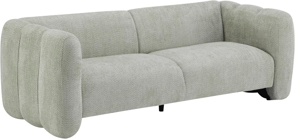 Christopher Knight Home Ahri 83'' Wood Frame Lounge Sofa Couch with Wave Design, Soft Seating 3-Seater Sofa with Armrests, Comfy Chenille Upholstered Home Sofa for Living Room, Light Green