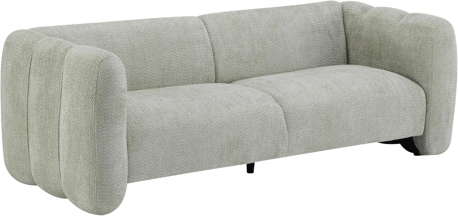 Christopher Knight Home Ahri 83'' Wood Frame Lounge Sofa Couch with Wave Design, Soft Seating 3-Seater Sofa with Armrests, Comfy Chenille Upholstered Home Sofa for Living Room, Light Green